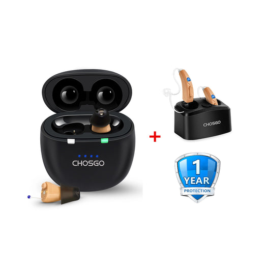 SmartU Rechargeable OTC Hearing Aids with 1-Year Protection Plan