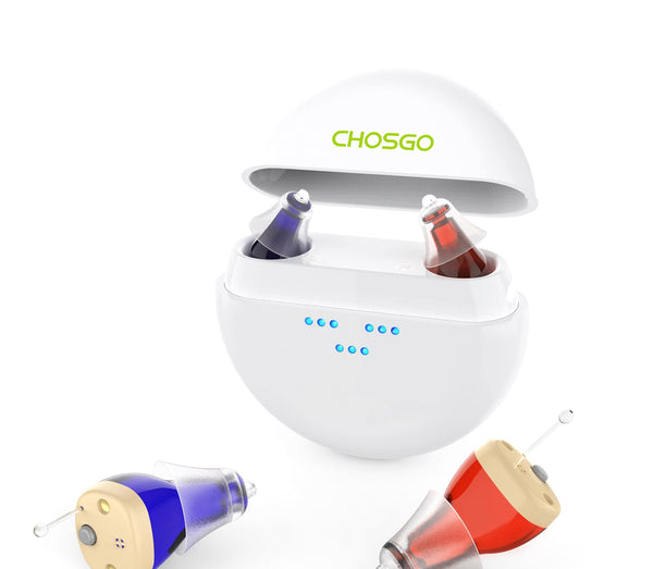 CHOSGO K419R Rechargeable Digital Mini CIC Hearing Aids | Invisible OTC FDA-Registered (Pair)