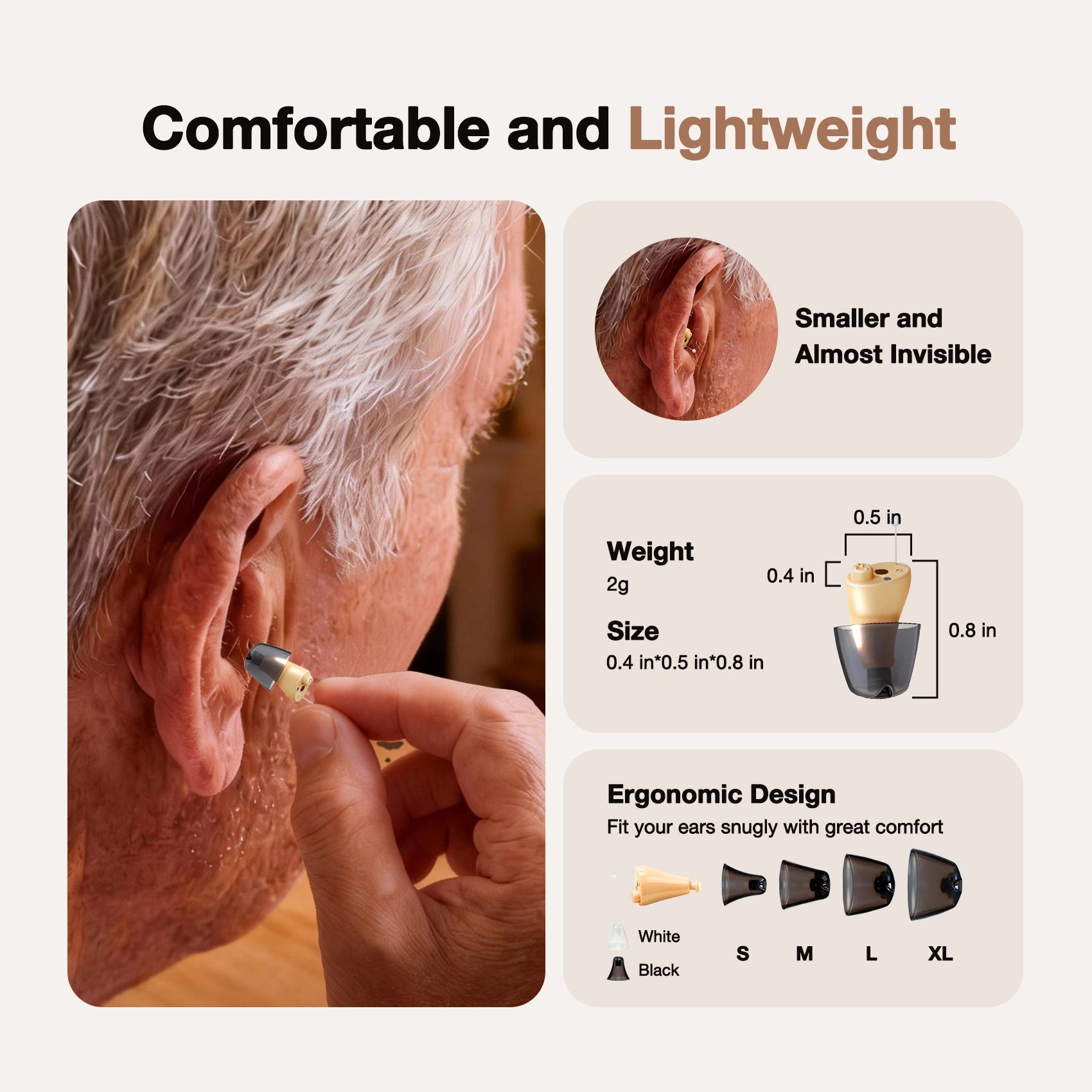 CHOSGO SmartR Smallest Rechargeable OTC Hearing Aids with AI Noise Reduction