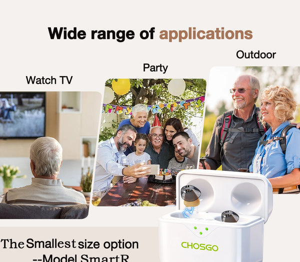 CHOSGO SmartR Smallest Rechargeable OTC Hearing Aids with AI Noise Reduction