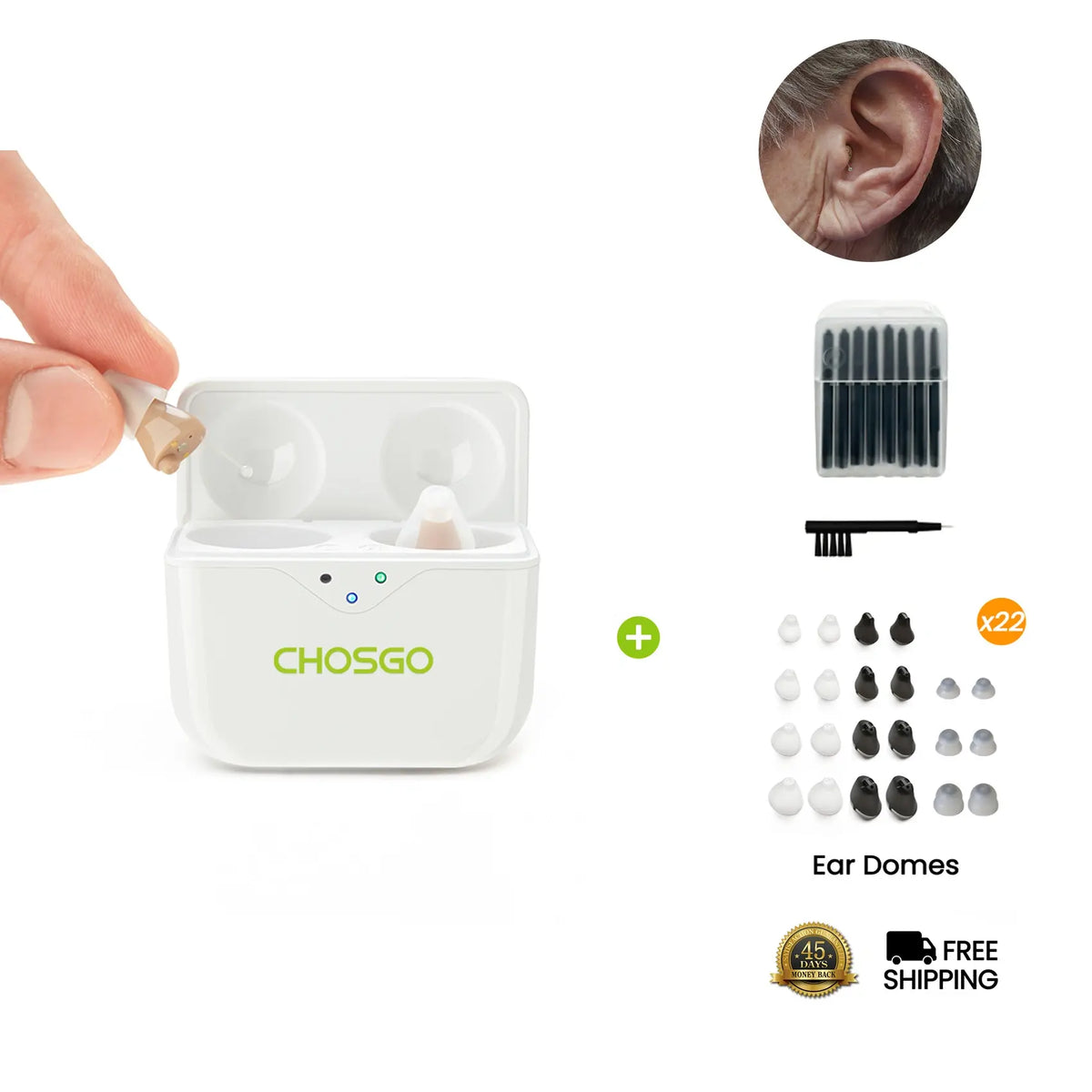 SmartR Pro Smallest Rechargeable OTC CIC Hearing Aids with AI Noise Reduction