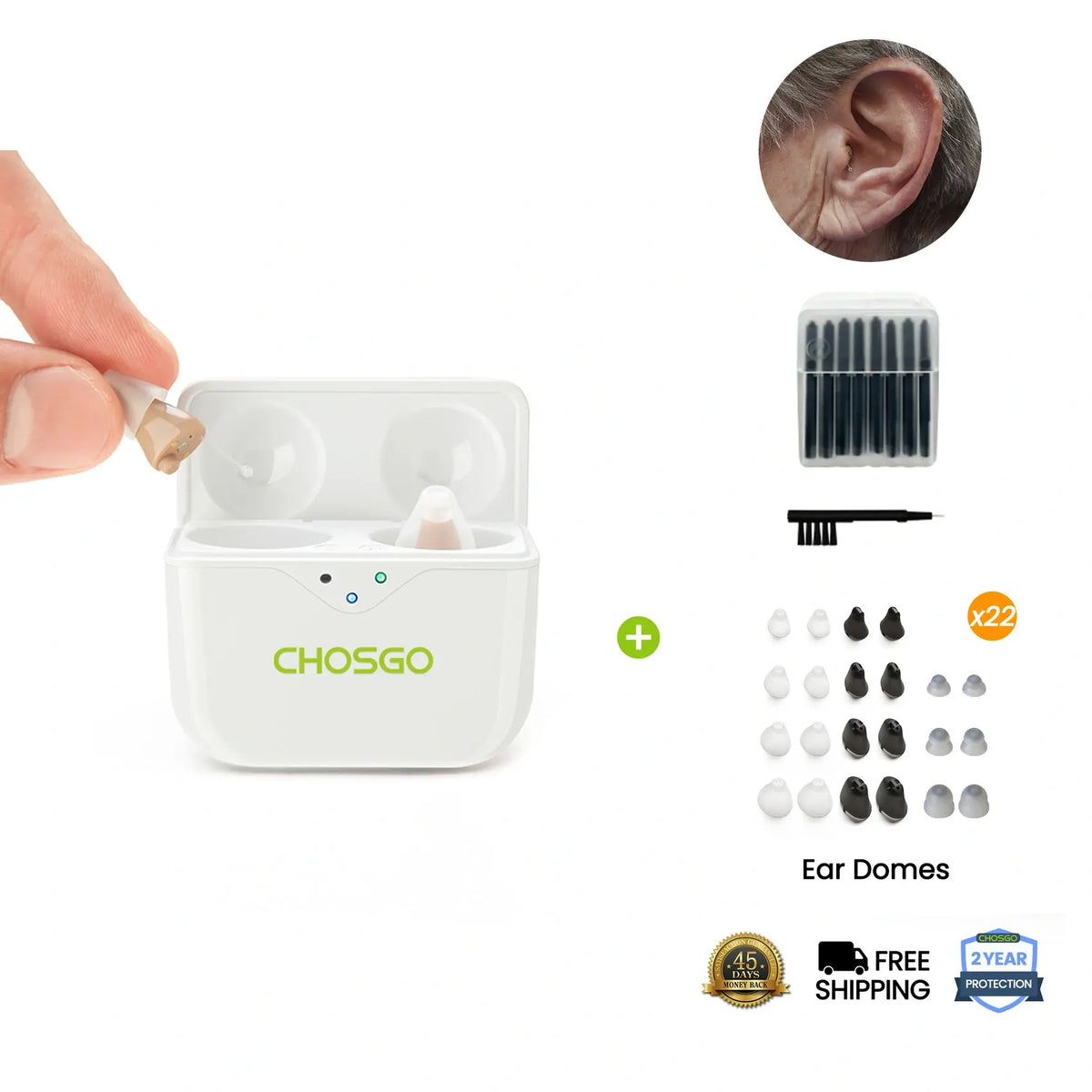 SmartR Pro Smallest Rechargeable OTC CIC Hearing Aids with AI Noise Reduction