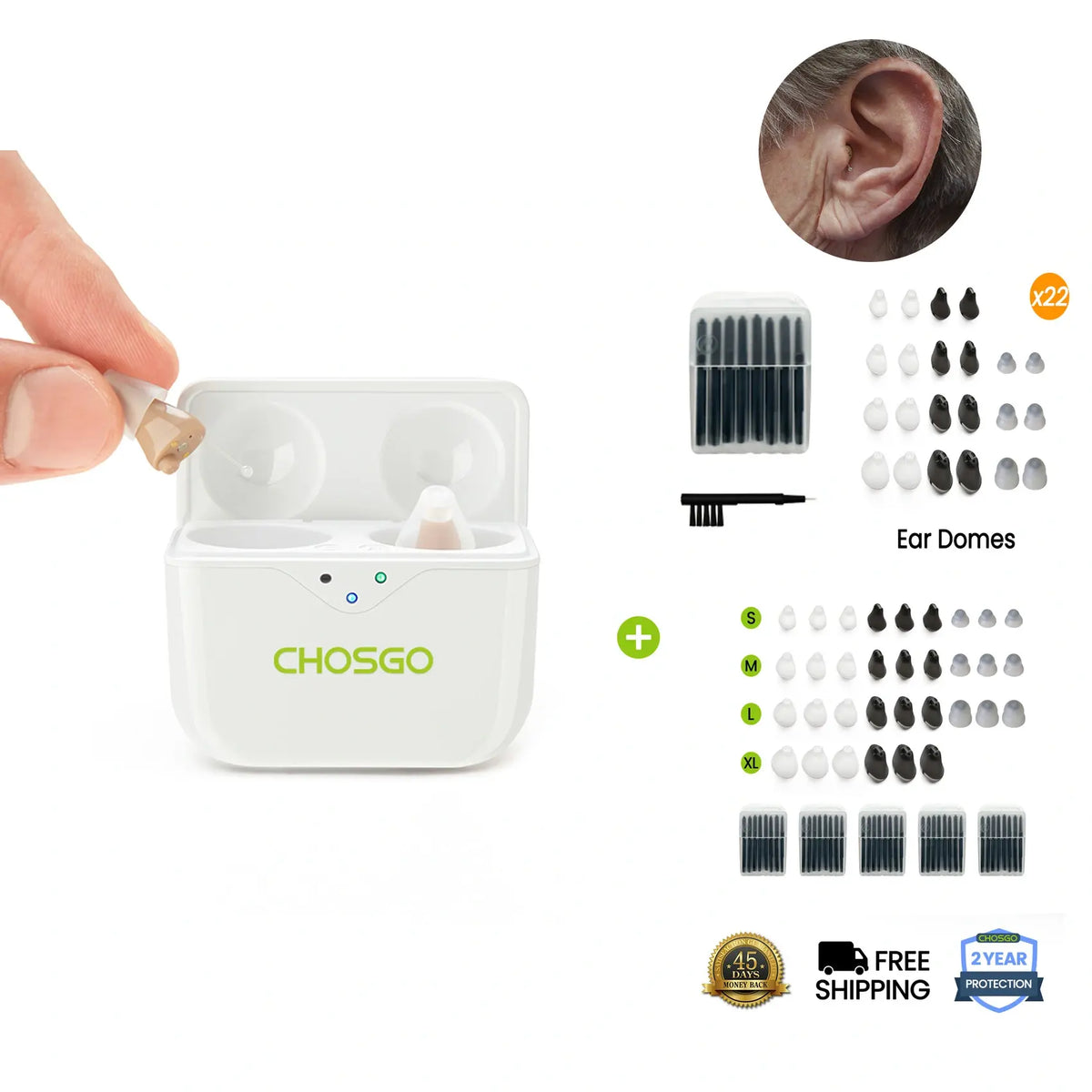 SmartR Pro Smallest Rechargeable OTC CIC Hearing Aids with AI Noise Reduction