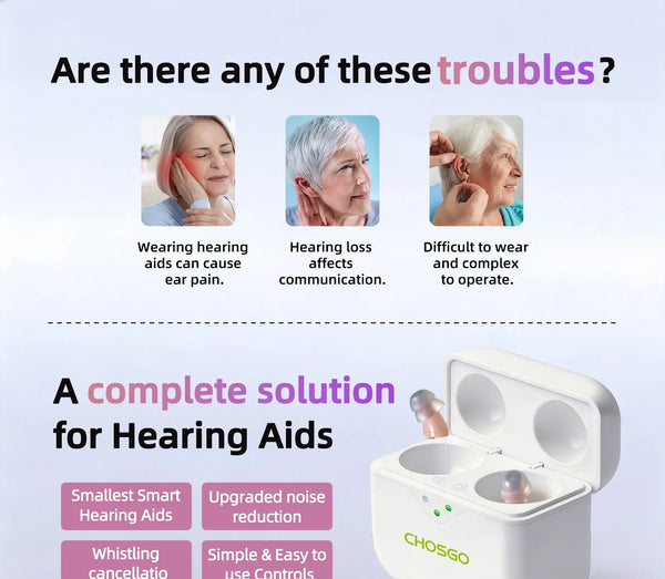 CHSOGO® SmartR Smallest Rechargeable CIC OTC Hearing Aids with AI Noise Reduction