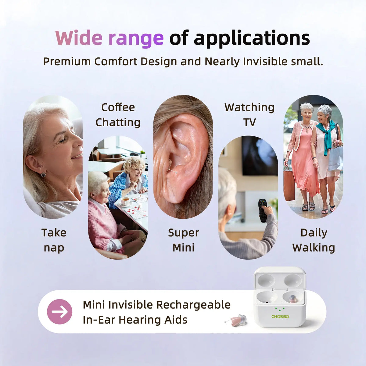 CHSOGO® SmartR Smallest Rechargeable CIC OTC Hearing Aids with AI Noise Reduction