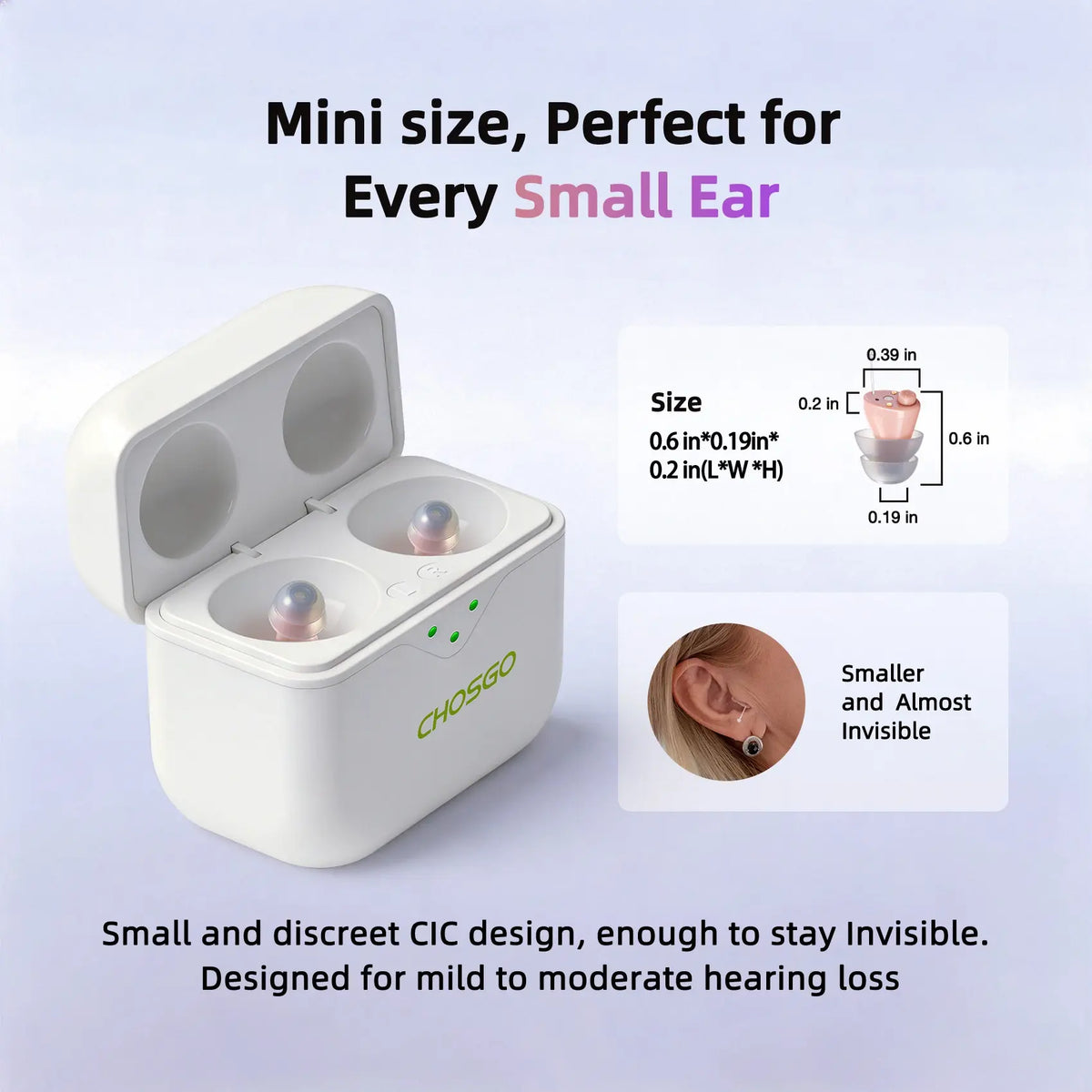 CHSOGO® SmartR Smallest Rechargeable CIC OTC Hearing Aids with AI Noise Reduction