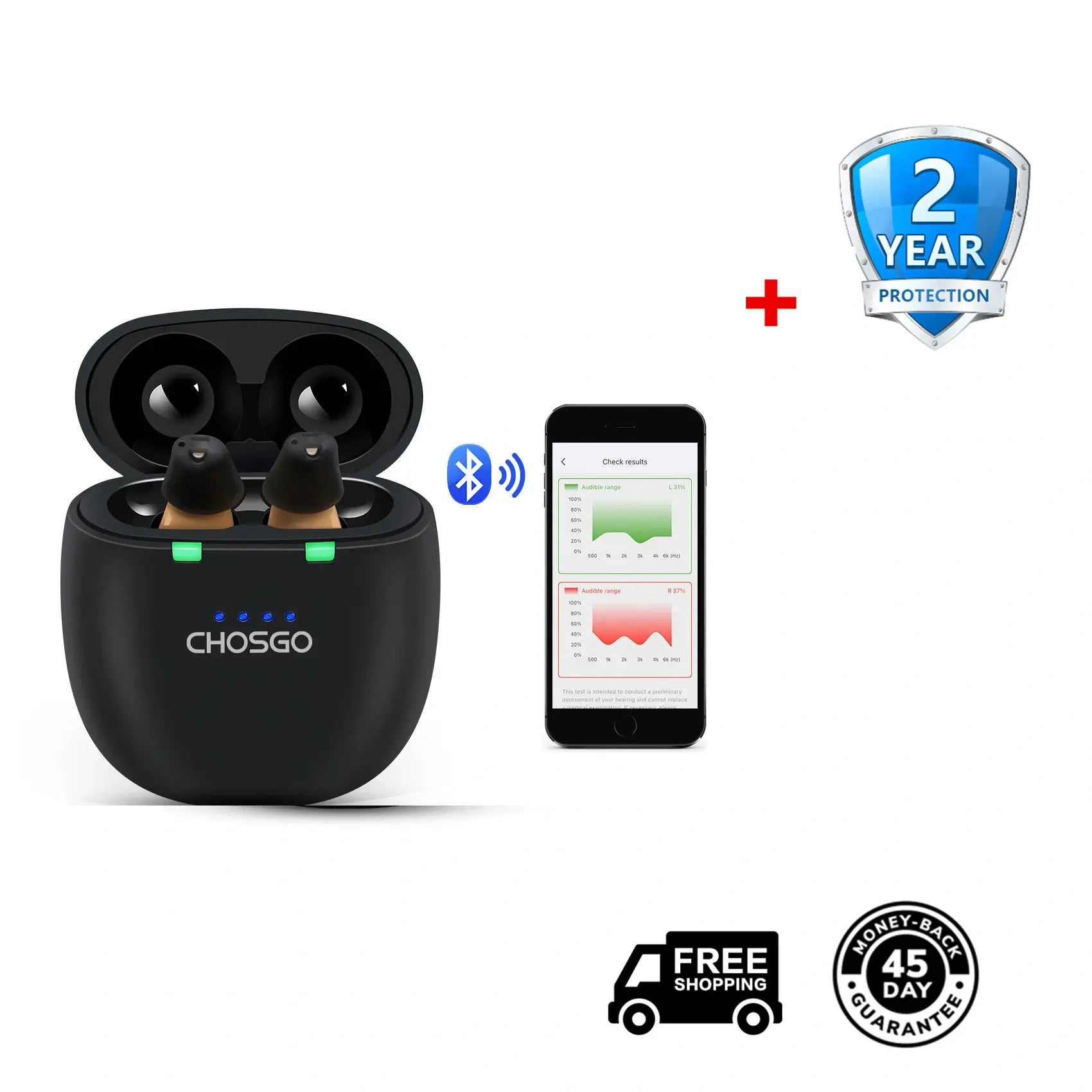 SmartU Bluetooth Hearing Aids for Seniors | AI Noise Reduction, App Self-Fit – CHOSGO