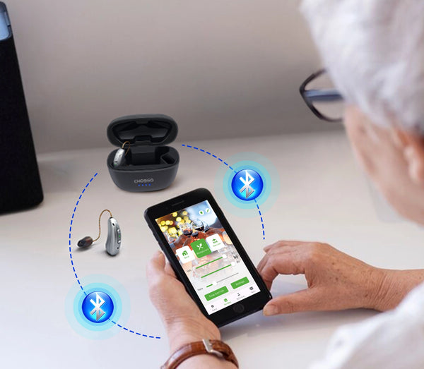 V03B Pro OTC Bluetooth Hearing Aids | AI Noise Reduction | Self-Fitting App | Calls & Music – CHOSGO