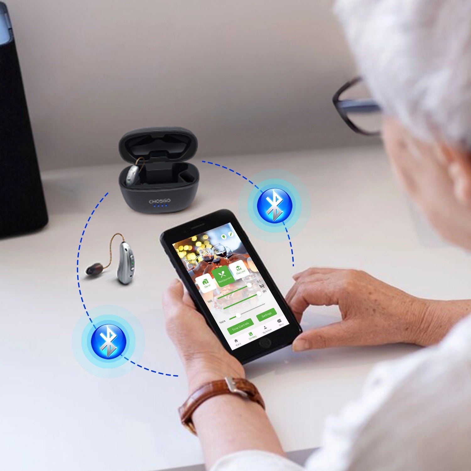 V03B Pro OTC Bluetooth Hearing Aids | AI Noise Reduction | Self-Fitting App | Calls & Music – CHOSGO