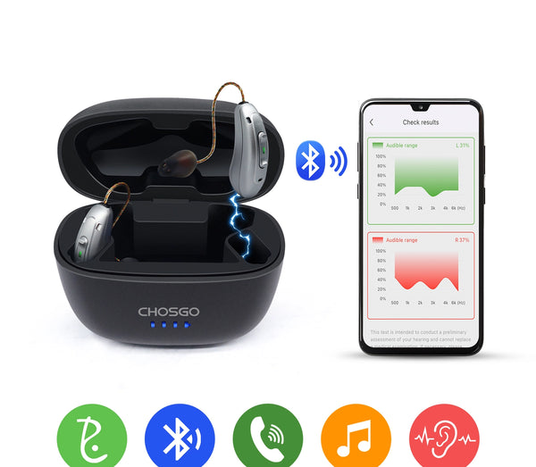 V03B Pro OTC Bluetooth Hearing Aids | AI Noise Reduction | Self-Fitting App | Calls & Music – CHOSGO