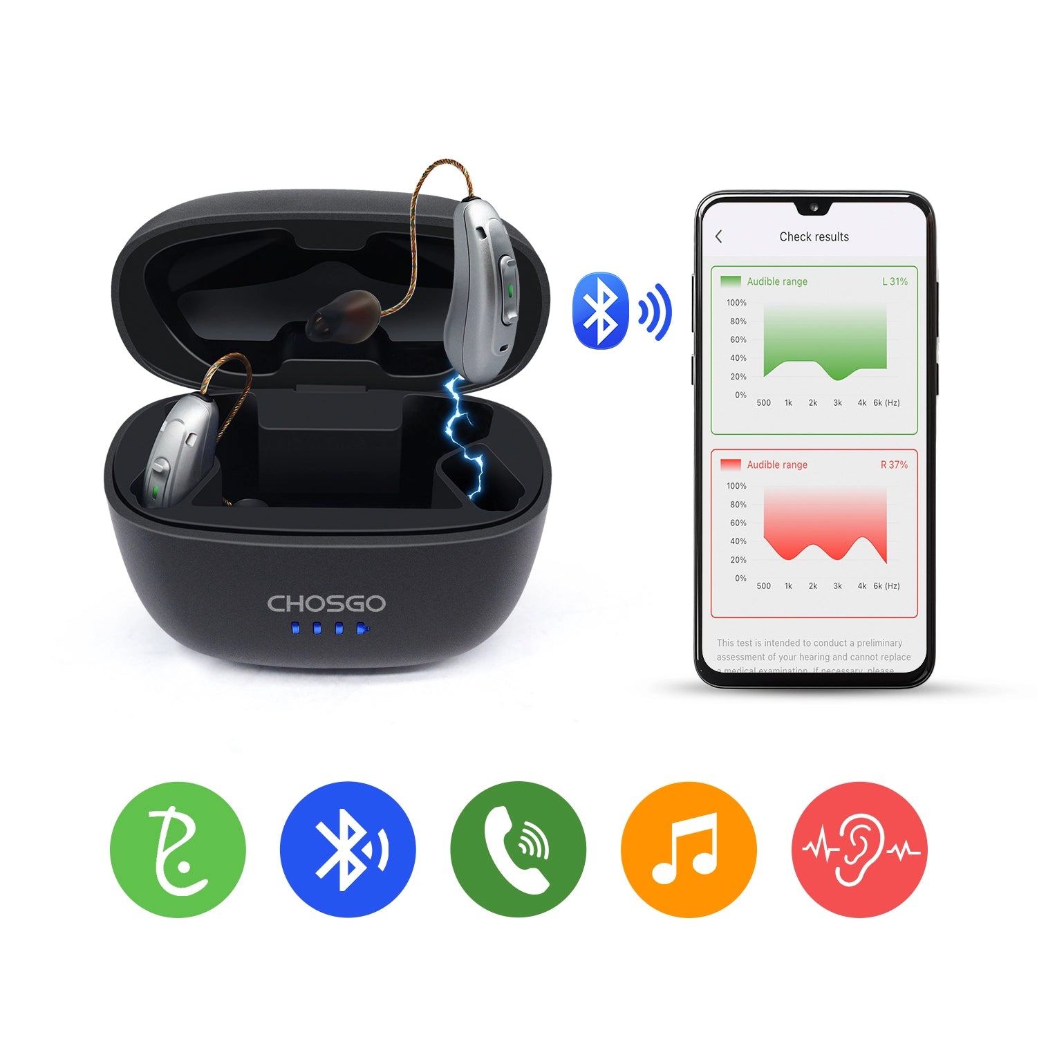 V03B Pro OTC Bluetooth Hearing Aids | AI Noise Reduction | Self-Fitting App | Calls & Music – CHOSGO