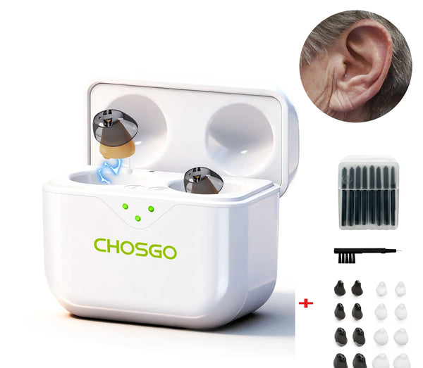 CHOSGO SmartR Smallest Rechargeable OTC Hearing Aids with AI Noise Reduction