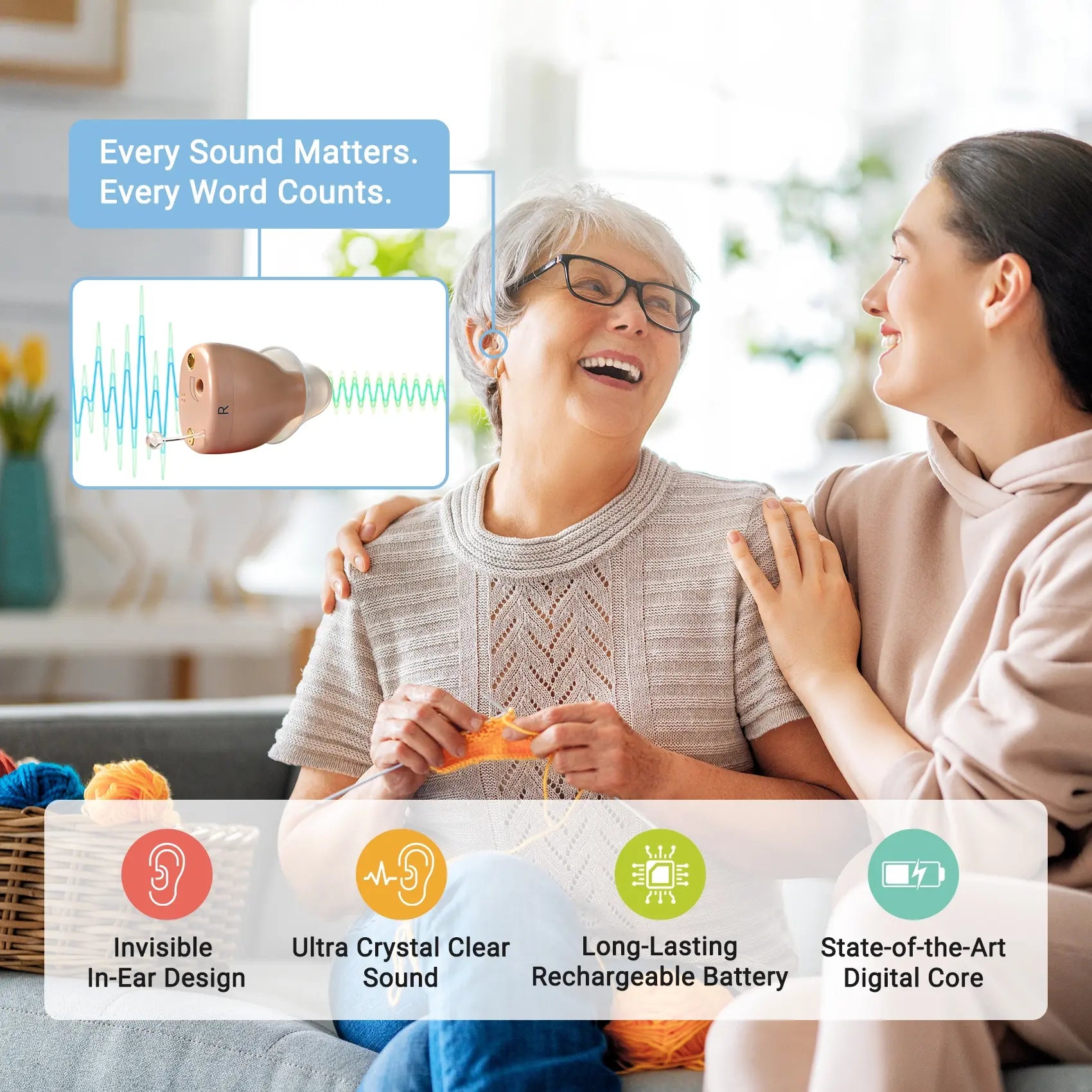 CHOSGO K19 Mini CIC Rechargeable Hearing Aids | $99 Invisible Hearing Aids for Seniors, FDA-Registered