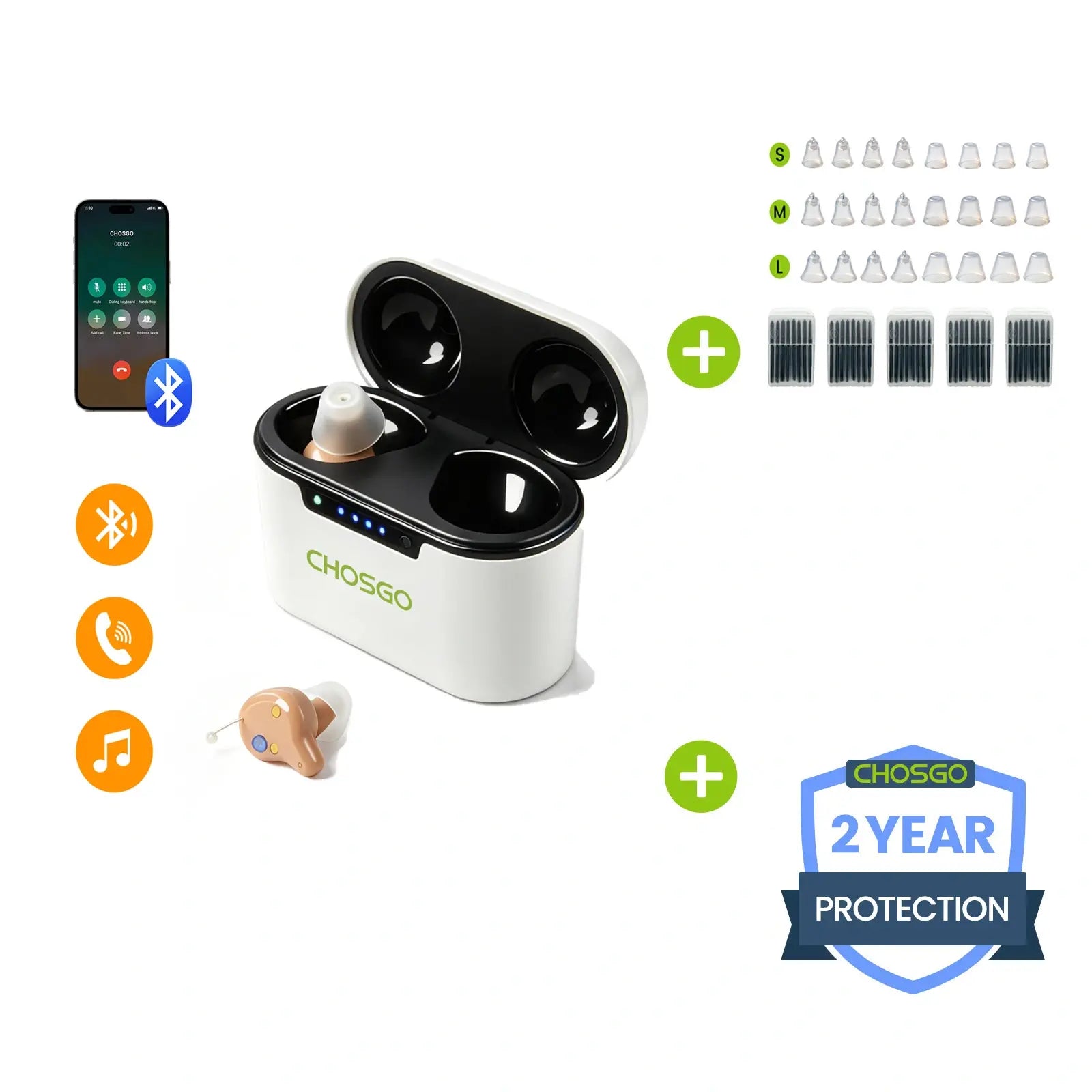 K23 Bluetooth OTC Hearing Aids for Seniors | Calling + Music Streaming – CHOSGO