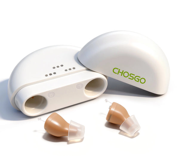 CHOSGO K419R Rechargeable Digital Mini CIC Hearing Aids | Invisible OTC FDA-Registered (Pair)