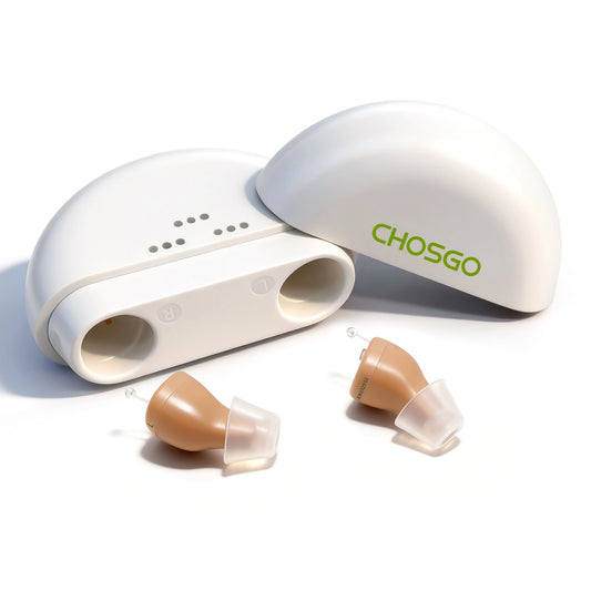 CHOSGO K419R Rechargeable Digital Mini CIC Hearing Aids | Invisible OTC FDA-Registered (Pair)