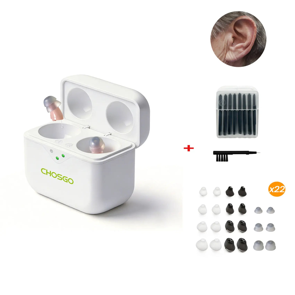CHSOGO® SmartR Smallest Rechargeable CIC OTC Hearing Aids with AI Noise Reduction