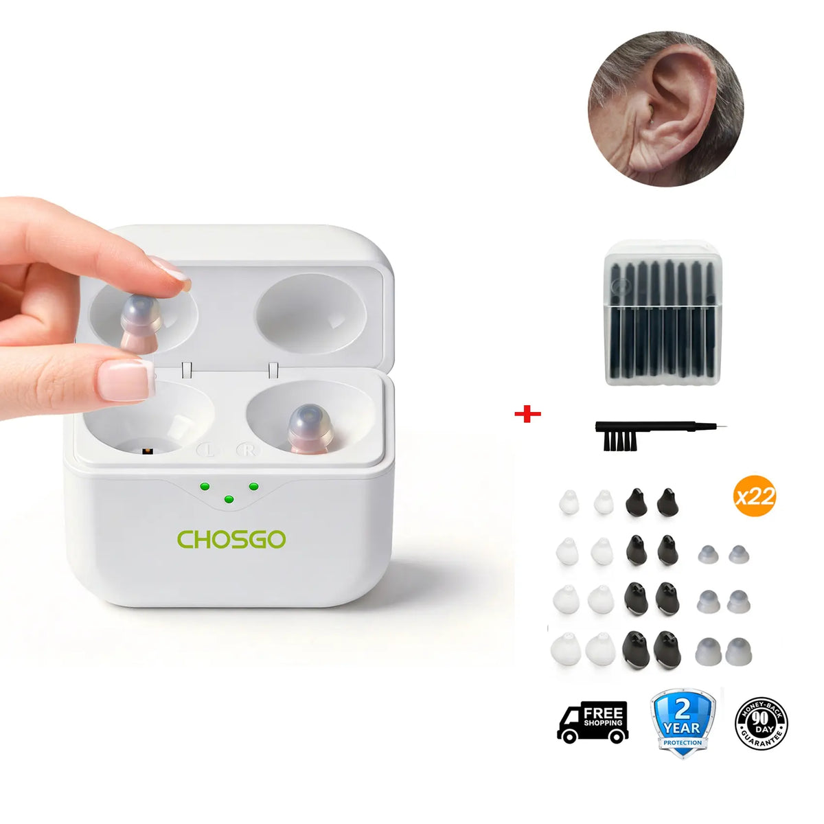 CHSOGO® SmartR Smallest Rechargeable CIC OTC Hearing Aids with AI Noise Reduction