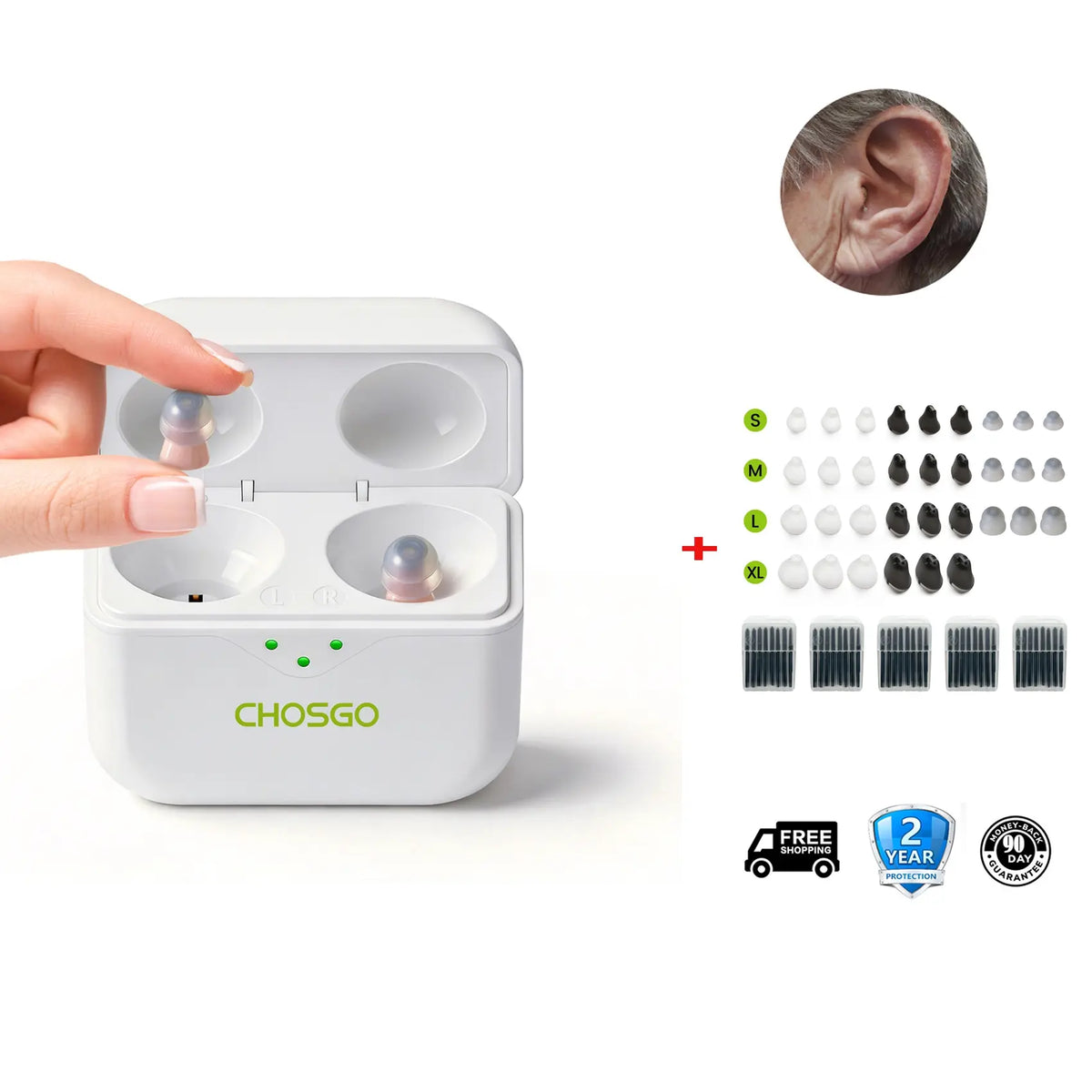 CHSOGO® SmartR Smallest Rechargeable CIC OTC Hearing Aids with AI Noise Reduction